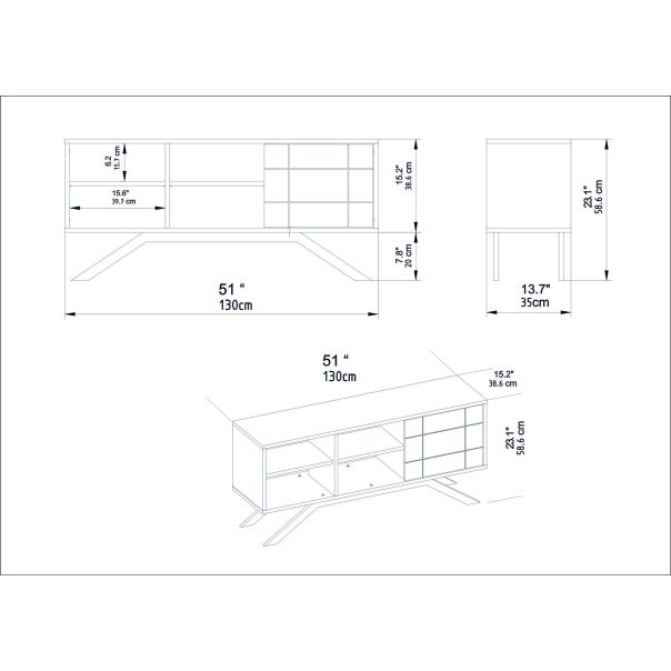 HANAH HOME TV komoda North, bela/zlatna - 788DEC4035