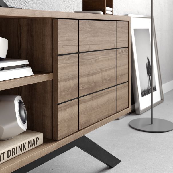 HANAH HOME TV komoda North, crna/braon - 788DEC4036