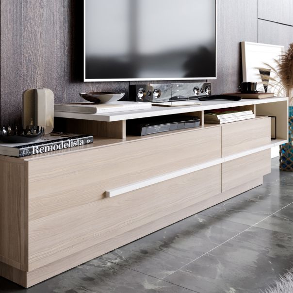 HANAH HOME TV komoda Pia, svetlobraon/bela - 788DEC4038