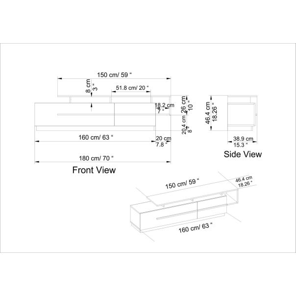 HANAH HOME TV komoda Pia, svetlobraon/bela - 788DEC4038