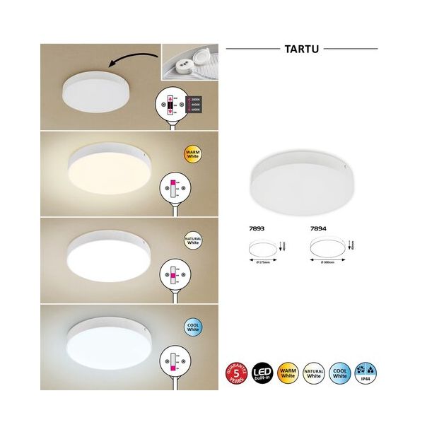 Rabalux Spoljna plafonska rasveta Tartu LED 18W mat belo (7893) - 7893