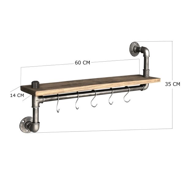 HANAH HOME Zidna polica Boruraf008, braon - 792EVL1699
