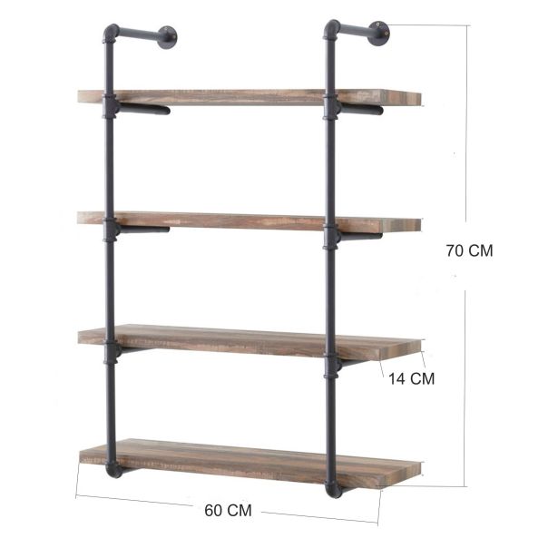 HANAH HOME Zidna polica Boruraf106, braon - 792EVL1820