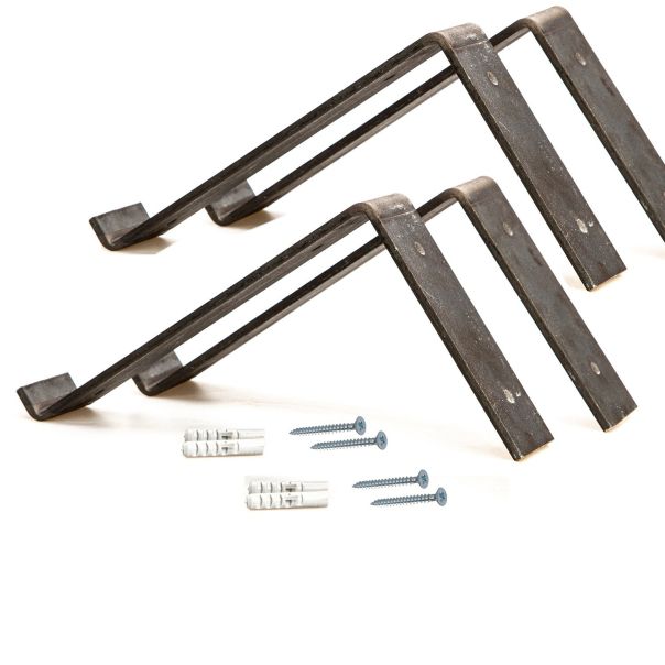 HANAH HOME Set dve zidne police Lam003, braon/crna - 792EVL2804