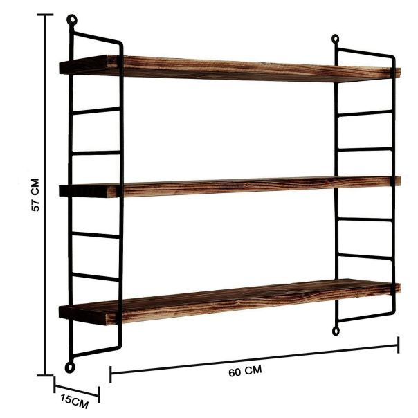 HANAH HOME Zidna polica Wr088, braon/crna - EP2799457