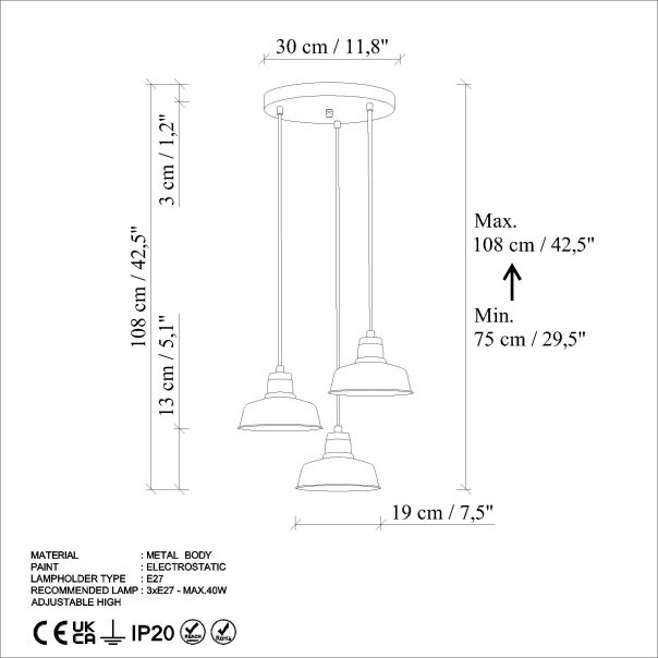 OPVIQ Visilica Memati-181Retro-3, crna - EP3005287