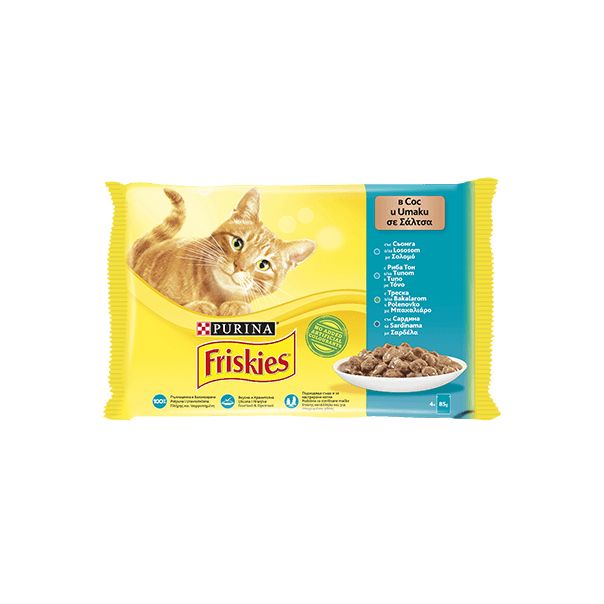 FRISKIES Vlažna hrana za mačke u sosu sa ribom 4x85g - 7613036987394