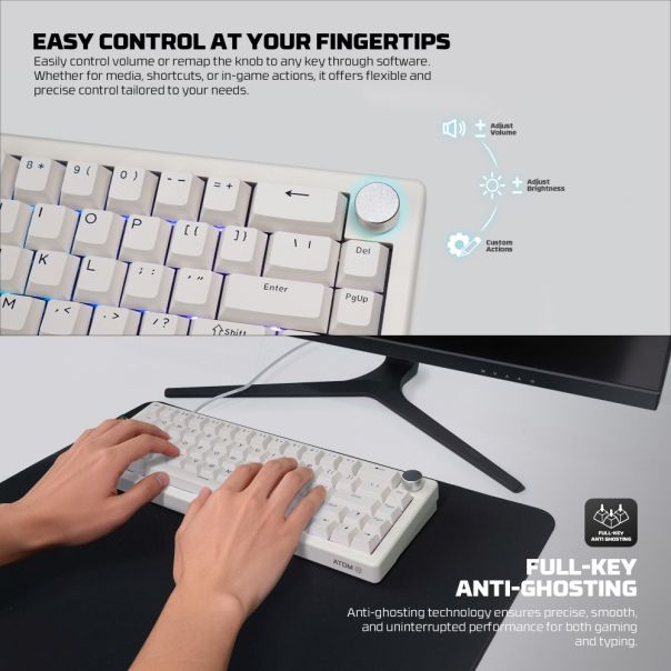 Tastatura Mehanicka Gaming Fantech MK614 Atom x66 Retro crna (ice apricot switch) - EP3093824