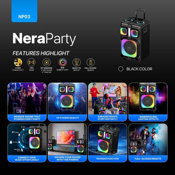 Bluetooth zvučnik Fantech NP03 NeraParty crni - EP3232443
