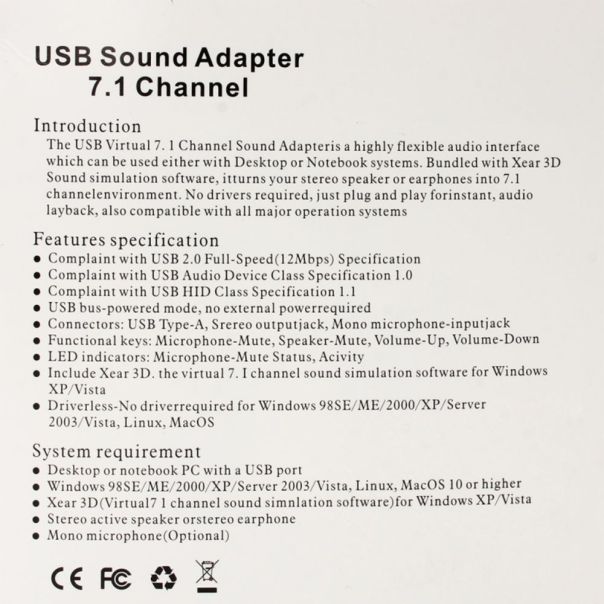 USB 2.0 zvucna karta 7.1 JWD-Sound3 - 85469