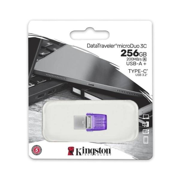 KINGSTON 256GB DataTraveler MicroDuo 3C USB 3.2 flash DTDUO3CG3/256GB - EP3252454