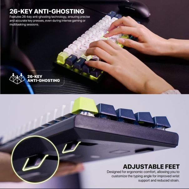 FANTECH Tastatura Mehanicka Gaming MK874V2 RGB Atom 63 Mori bela (rosie switch) - EP3169505