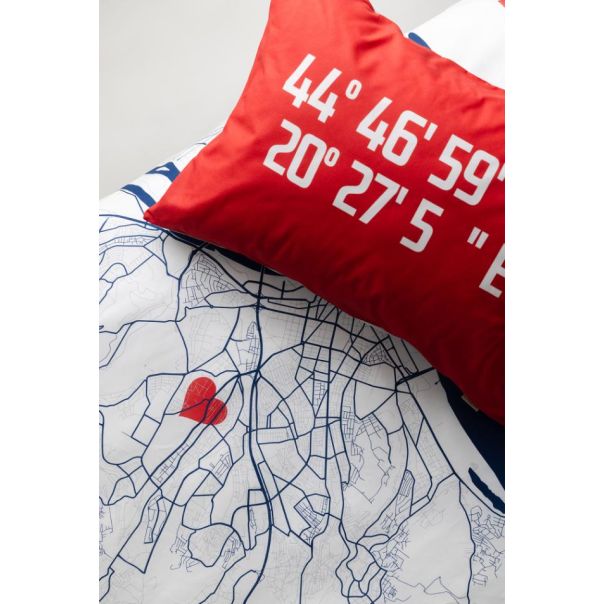 CRVENA ZVEZDA Jorganska navlaka i jastučnica 140x200cm, mapa grada - 801-set.mapagrada
