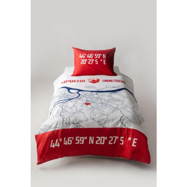 CRVENA ZVEZDA Jorganska navlaka i jastučnica 140x200cm, mapa grada - 801-set.mapagrada