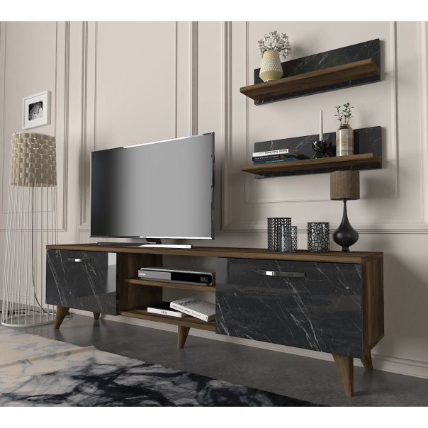 HANAH HOME TV komoda Ayden, mermer crna/braon - 804TRH3046