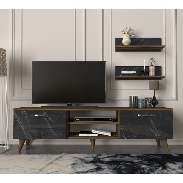 HANAH HOME TV komoda Ayden, mermer crna/braon - 804TRH3046