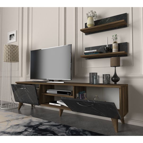 HANAH HOME TV komoda Ayden, mermer crna/braon - 804TRH3046