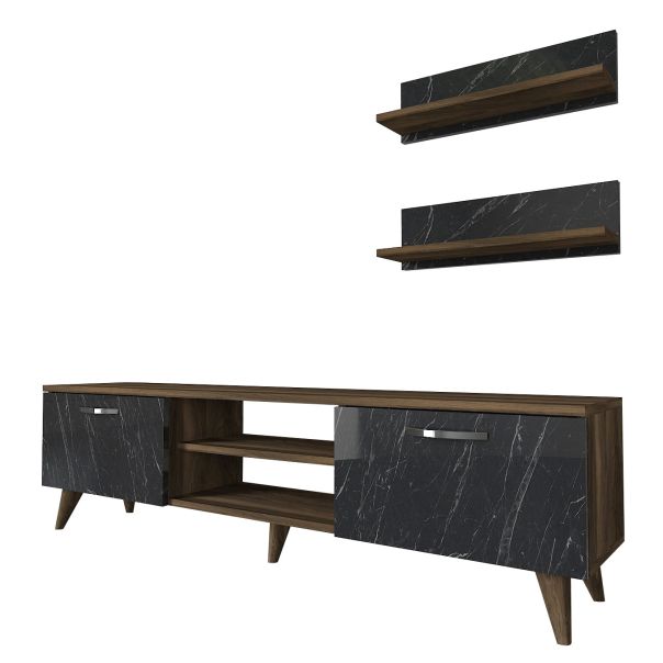 HANAH HOME TV komoda Ayden, mermer crna/braon - 804TRH3046