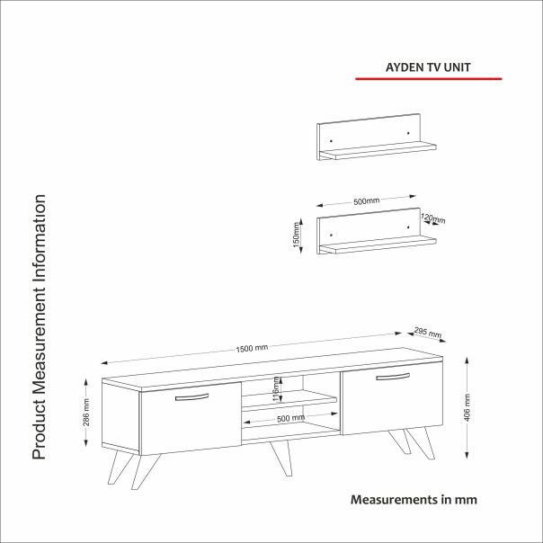 HANAH HOME TV komoda Ayden, mermer crna/braon - 804TRH3046
