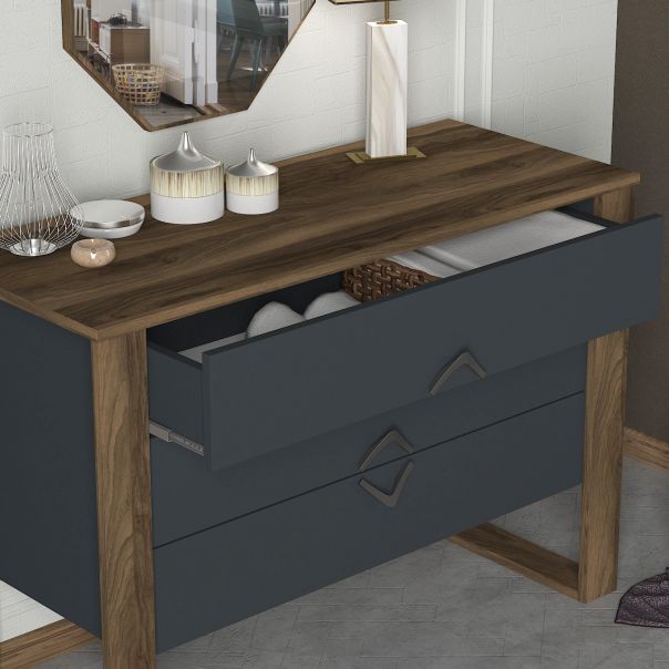 HANAH HOME Komoda sa ogledalom Bumerang Aynalı, braon/antacit - 804TRH3516