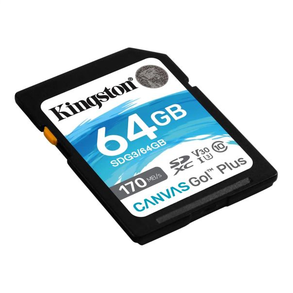 Kingston SD Card 64GB SDG3/64GB class 10 170Mbs/64MBs - SDG3-64GB