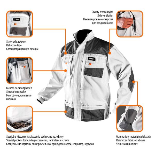 NEO TOOLS Bluza bela - 81-110