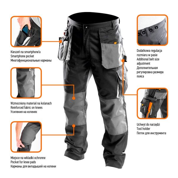 NEO TOOLS Pantalone radne sive - 81-220