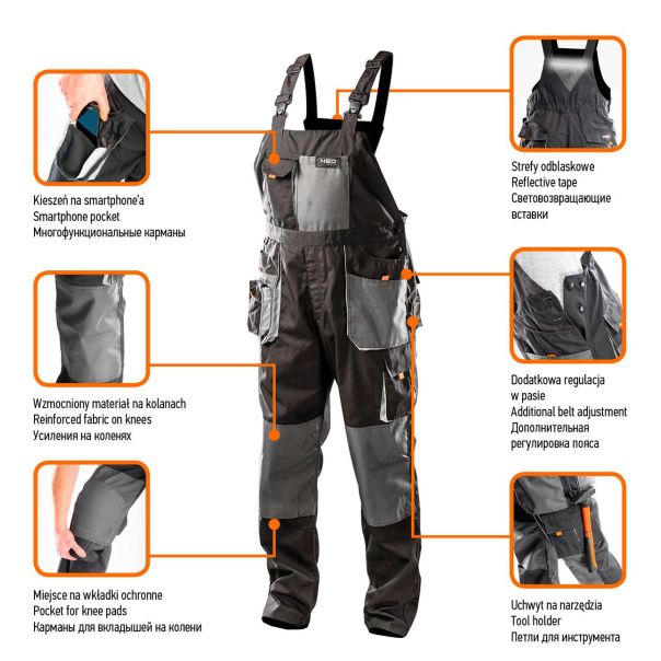 NEO TOOLS Polukombinezon sivi - 81-240
