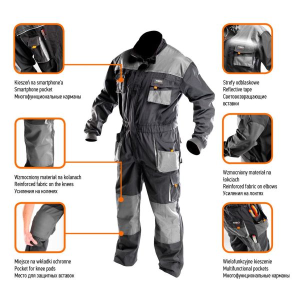 NEO TOOLS Kombinezon sivi - 81-250