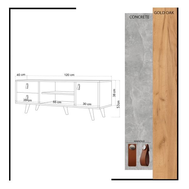 HANAH HOME TV komoda Seva, krem/siva - 811MDD3009