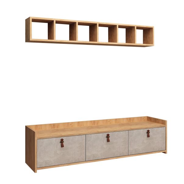 HANAH HOME TV komoda Sleppa, krem/siva - 811MDD3013