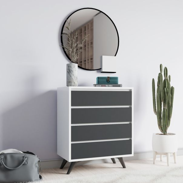 HANAH HOME Komoda Suvera, bela/antracit - EP2799754