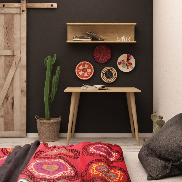 HANAH HOME Radni sto sa policom Fluse, braon - EP2800935