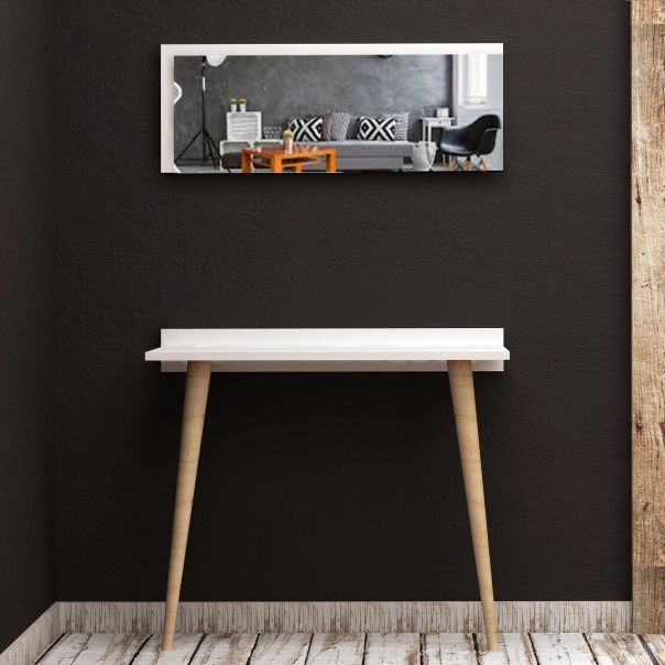 HANAH HOME Konzolni sto sa ogledalom Venezia, svetlo braon/bela - EP2800923