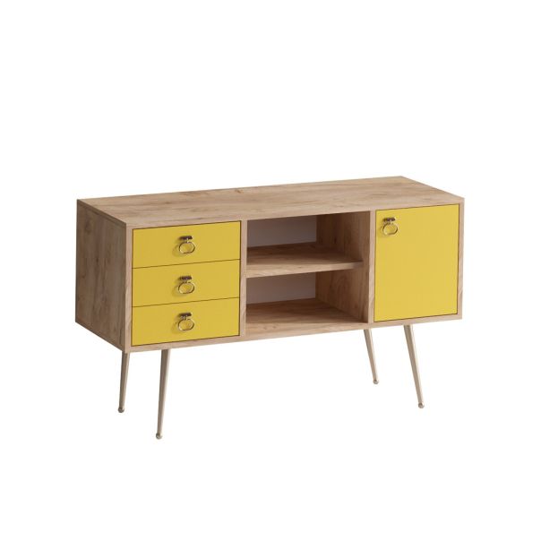 HANAH HOME Komoda Klea, žuta/braon - EP2800962