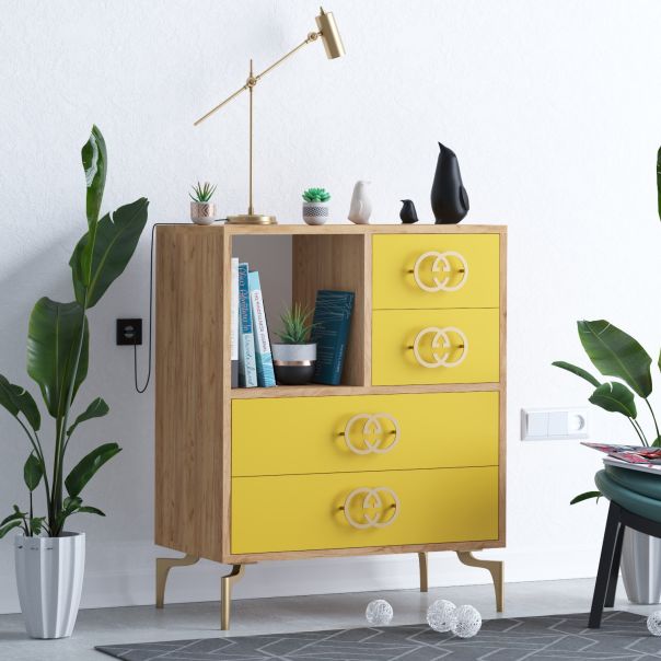 HANAH HOME Komoda za dnevnu sobu Elin, žuta/braon - EP2799802
