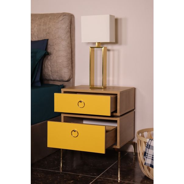 HANAH HOME Noćni ormarić Carter, braon/žuta - 811MDD4132