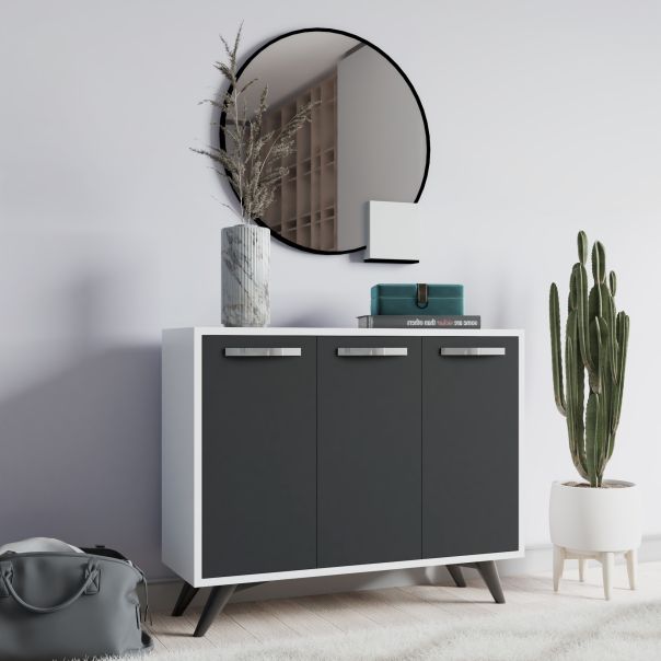 HANAH HOME Komoda Piffa, bela/antracit - EP2799769