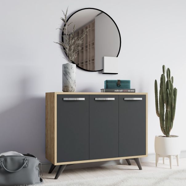 HANAH HOME Komoda Piffa, svetlo braon/antracit - EP2799766