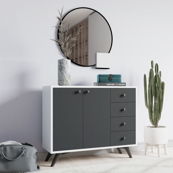 HANAH HOME Komoda Waga, bela/antracit - EP2799790