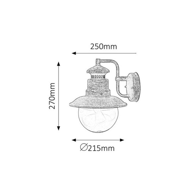 Rabalux Spoljna zidna rasveta Odessa E27 1x MAX 60W antično smeđe (8163) - 8163