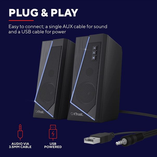TRUST Zvučnik GXT609 ZOXA RGB 2.0/12W(6W RMS)/crna - 24070