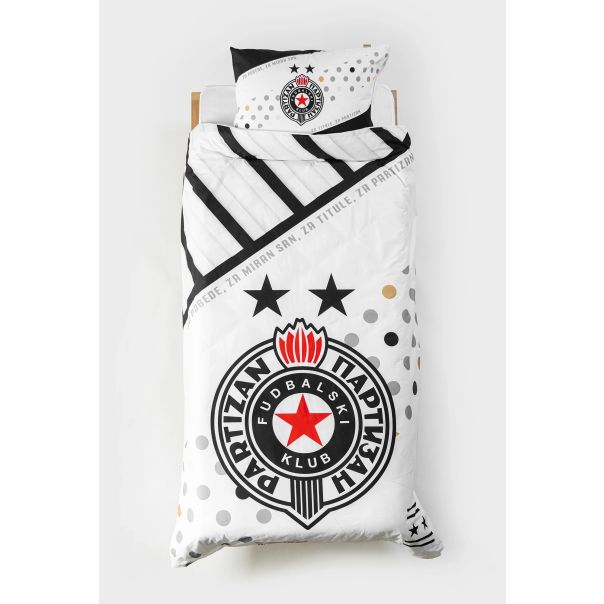 PARTIZAN Set posteljine 140x200cm Za pobede, za miran san, za titule, za Partizan, crna/bela - 820-25