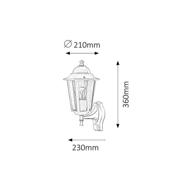 Rabalux Spoljna zidna rasveta Velence E27 1x MAX 60W crna (8217) - 8217-1