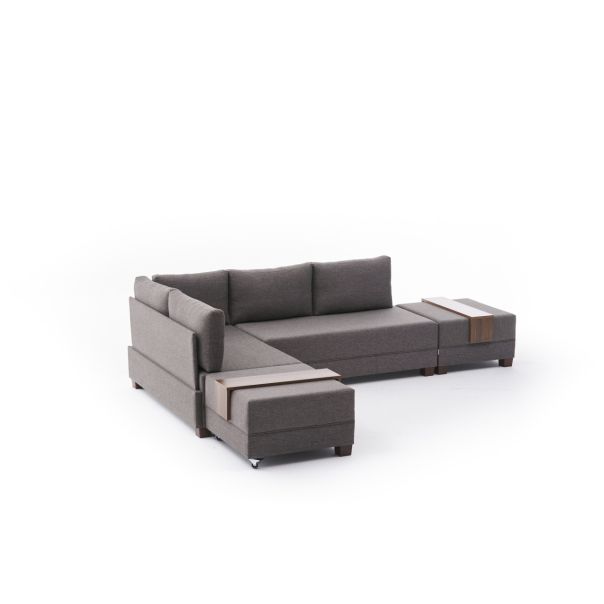 ATELIER DEL SOFA Ugaona garnitura sa tabureom Fly Sofa bed, leva, braon - 825BLC1001