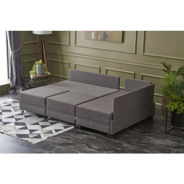 ATELIER DEL SOFA Ugaona garnitura sa tabureom Fly  Sofa bed, desna, braon - 825BLC1004