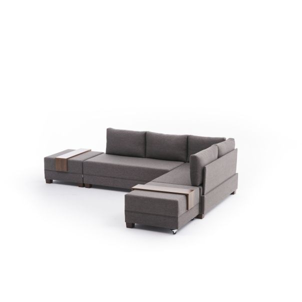 ATELIER DEL SOFA Ugaona garnitura sa tabureom Fly  Sofa bed, desna, braon - 825BLC1004