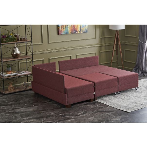 ATELIER DEL SOFA Ugaona garnitura sa tabureom Fly Sofa bed, leva, crvena - 825BLC1008