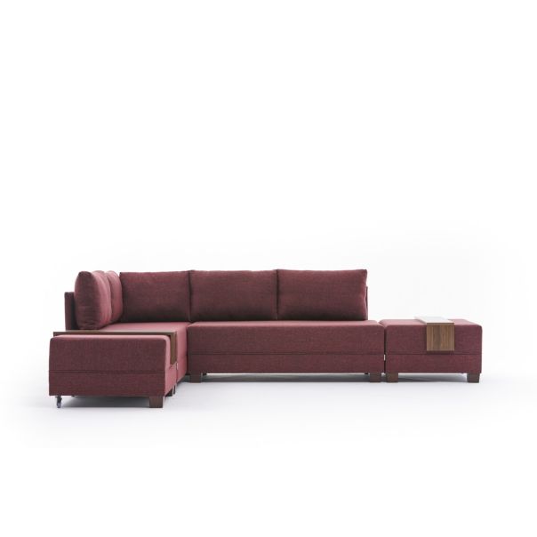 ATELIER DEL SOFA Ugaona garnitura sa tabureom Fly Sofa bed, leva, crvena - 825BLC1008