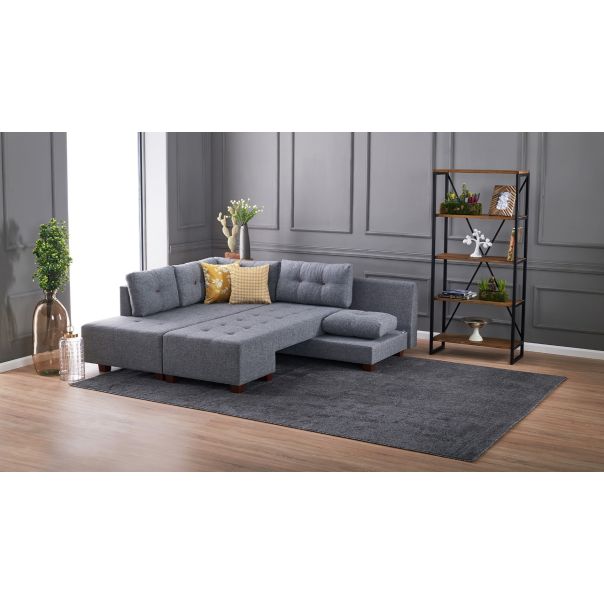 ATELIER DEL SOFA Ugaona garnitura Manama, leva, siva - 825BLC1182